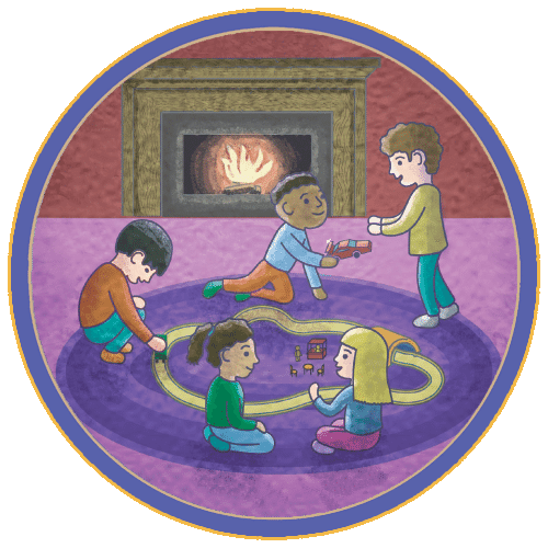 Cartoon of Little Kids Playing